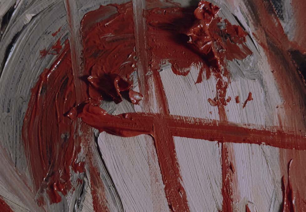 Peinture rouge sur une toile